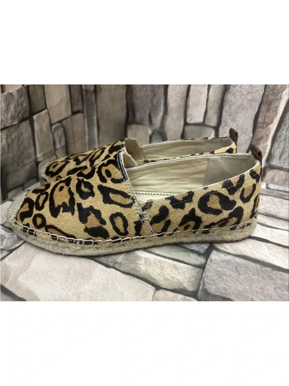 Women’s Sam Edelman Khloe leopard calf hair slip-on espadrille flats Sz 7.5
